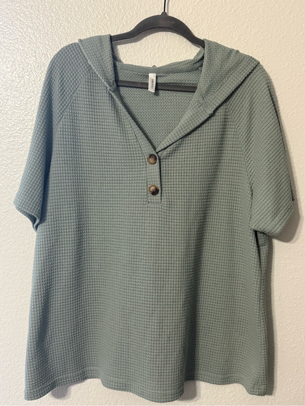 Dokotoo Sage Green Waffle Knit Hooded Top 2XL